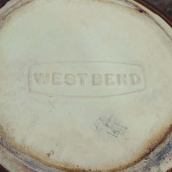 Vintage West Bend Bean Pot Crock Brown Glazed  Stoneware Metal Lid - Picture 7 of 12